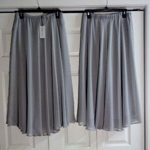 Chiffon Midi A-Line Gray Skirts
